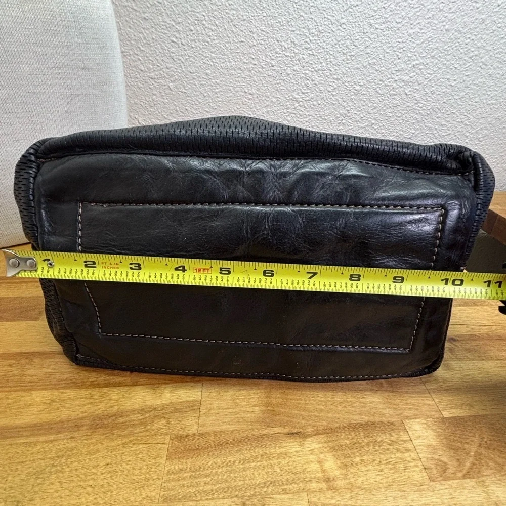 Campomaggi Teodorano Italy Perforated Black Leather Crossbody Bag